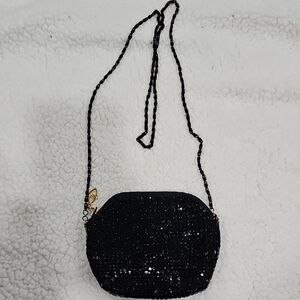 Chic Black Beaded Mini Bag